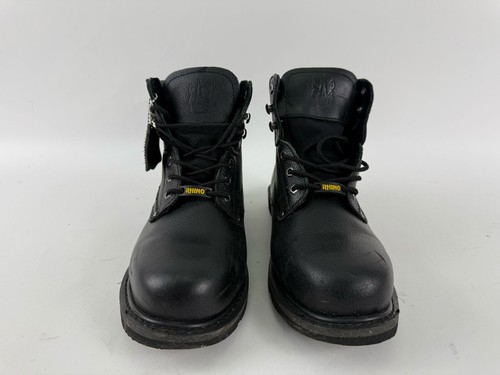 Rhino Mens 60S21 Steel Toe Safety Work Black Leather Boots - Size 10.5 - Picture 8 of 8