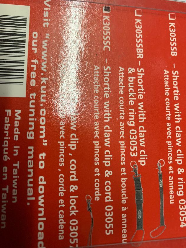 shortie Snowboard leash with claw clip & cord k3055sc NEW FREE SHIP IN