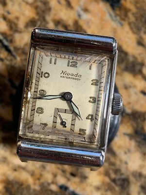 Vintage Nivada Tanque Estojo de Aço Relógio masculino feito na Suíça  Somente De Peças/Reparo!!! | eBay