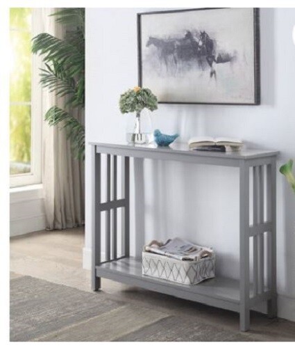 Narrow Table Console Sofa Slim Entryway Accent Wooden Gray Foyer