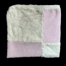 Baby Gear Pink White Cream Girls Patchwork Squares Sherpa Baby Blanket 30x30"