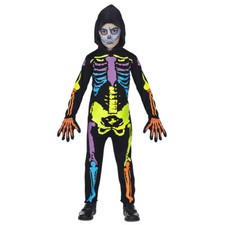 BUNTES SKELETT KOSTÜM Jungen Halloween Monster,Geist & Horror Party Kinder  7027