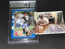 Corbin Carroll DBacks SIGNED 2019 1st BOWMAN Blue Base BGS Beckett Auto 10 .