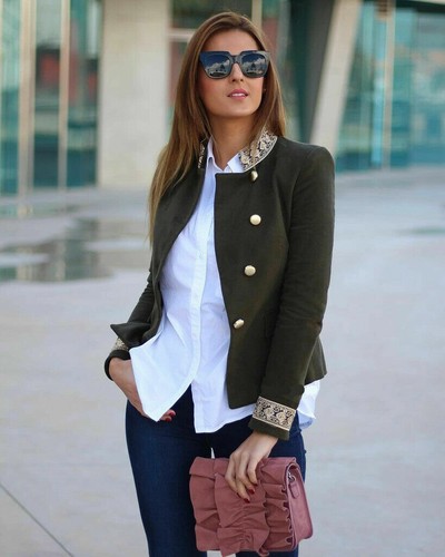 ZARA VELVET KHAKI GREEN EMBROIDERED 