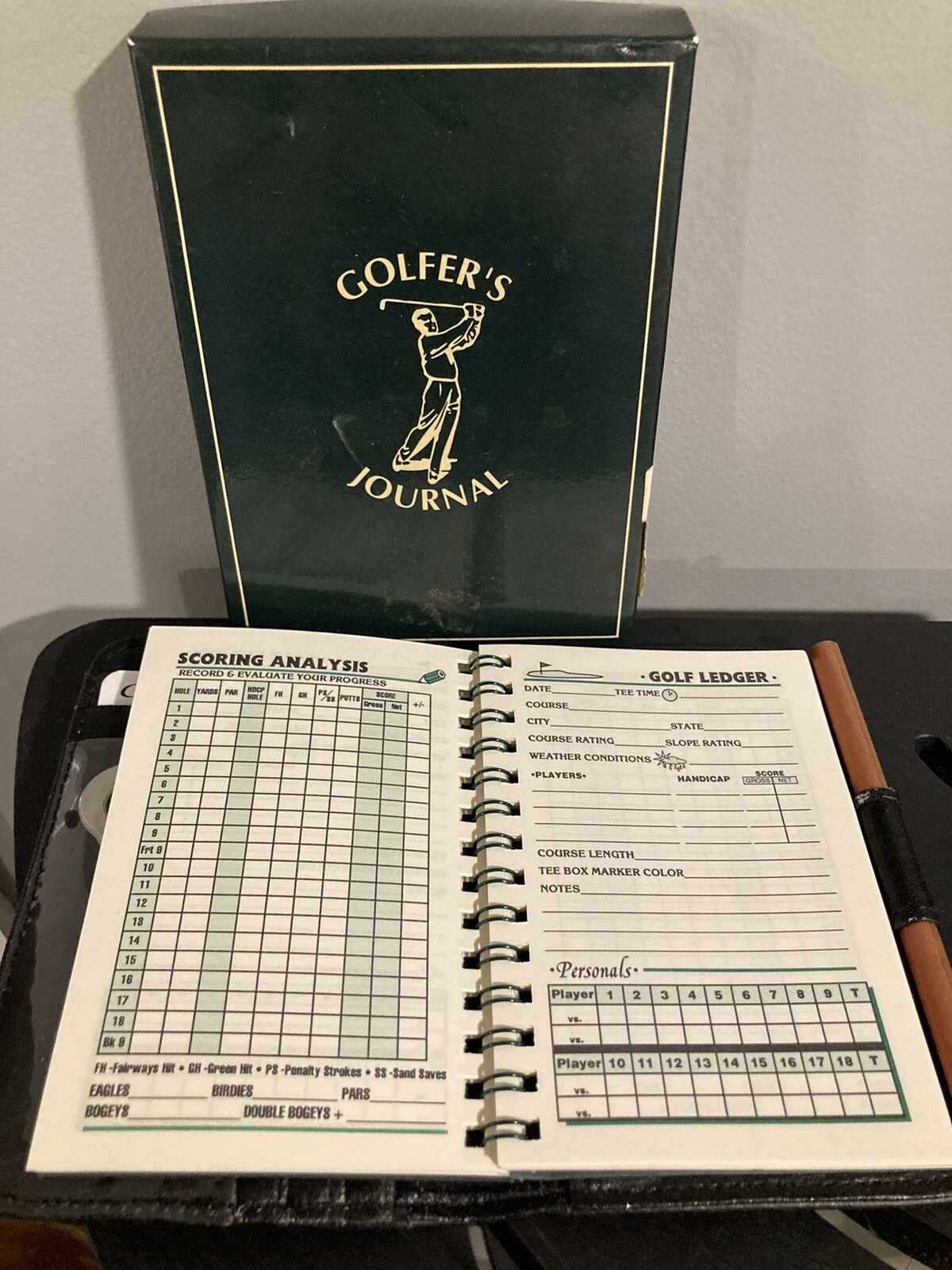Golfers Journal Faux Leather Brown Leather Notebook Golf Score Keeper
