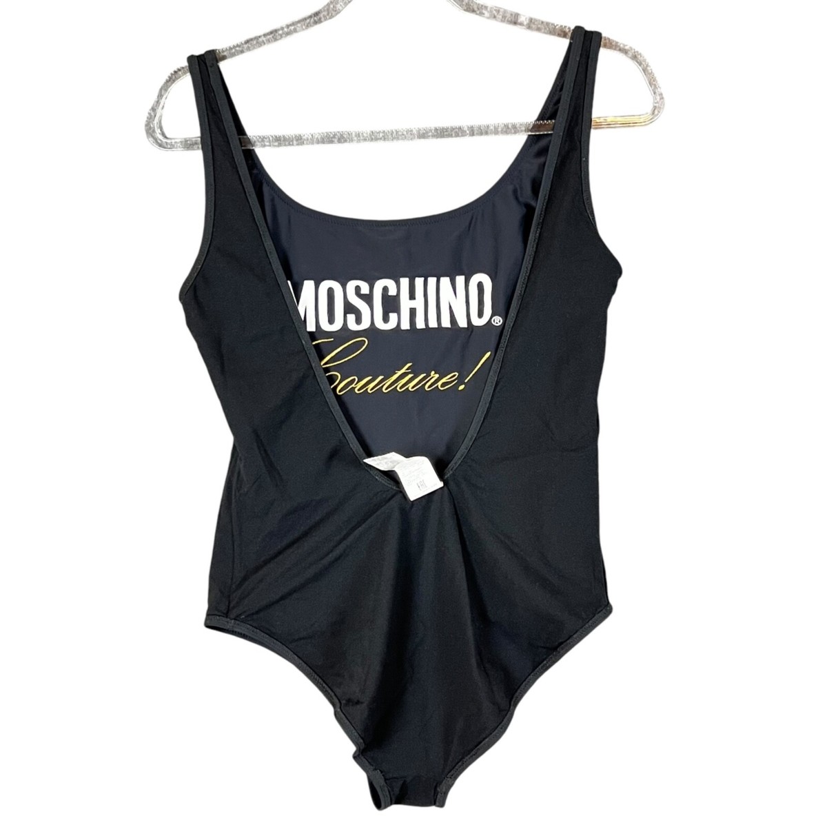 美品 MOSCHINO クチュール ワンピース ブラック×ゴールド ノースリーブ Moschino Couture! Logo One Piece 1pc Swimsuit Black Gold