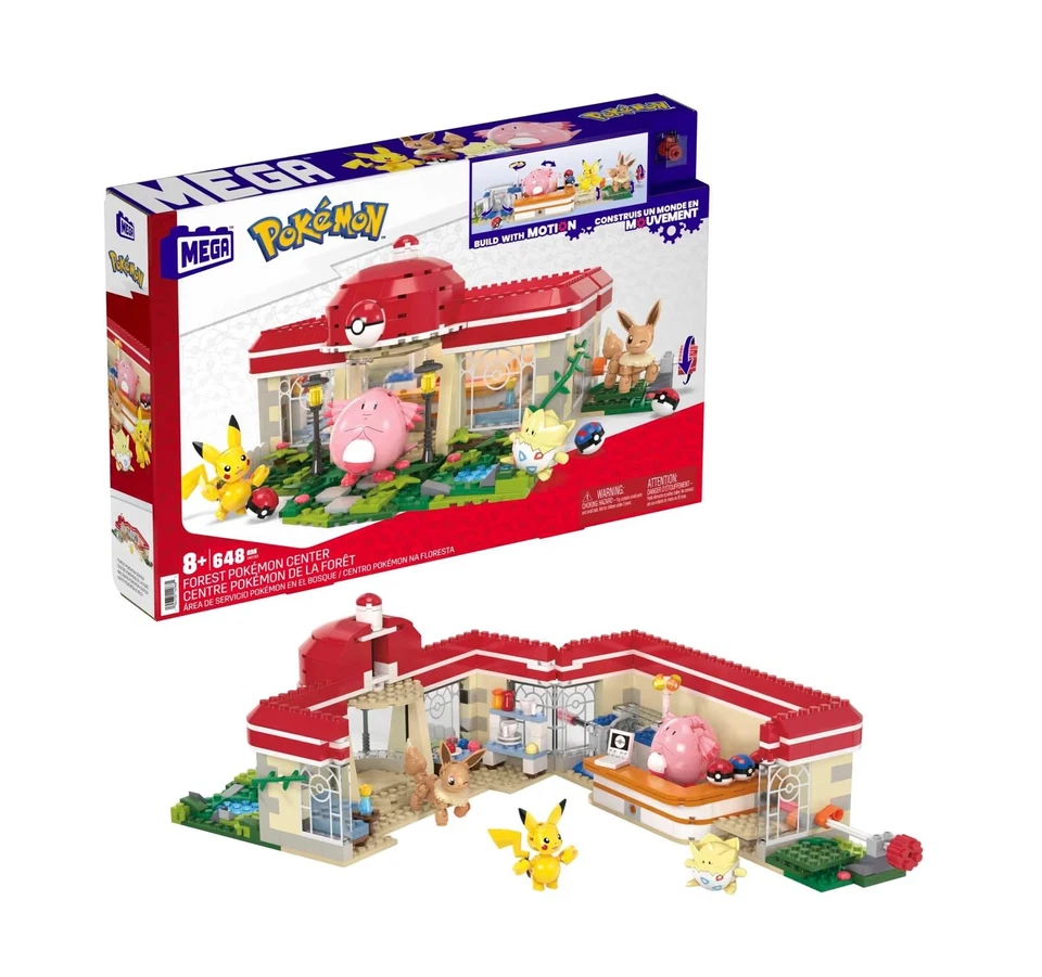MEGA POKEMON CENTRO POKEMON 648 MATTONCINI INCLUDE PIKACHU CHANSEY EVEE TOGEPI