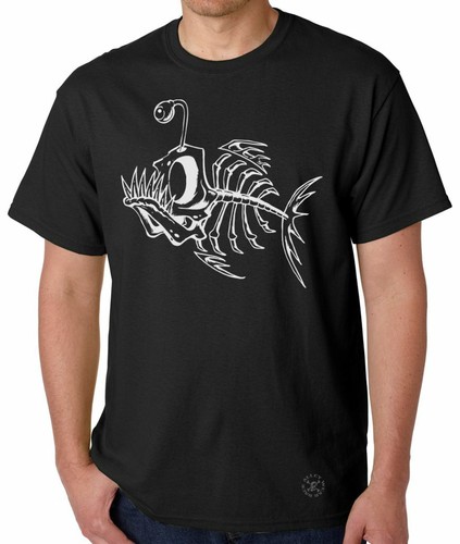 BONEFISH Skeleton T-SHIRT Tee ~ FISHING ~ Fish Bones Ocean Sea Cartoon ...