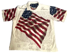 Shirt Men's XXL Cotton Trader Polo American Flag & Declaration of Independence
