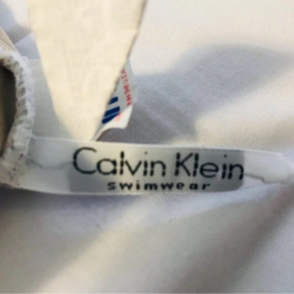 Traje de baño de una pieza Calvin Klein blanco gris carbón transparente para mujer talla 10 mediano” Foto 3 de 4