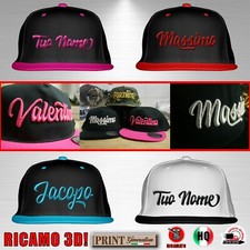 Cappello cappellini PERSONALIZZATO NOME RICAMATO 3D snapback rilievo idea regalo