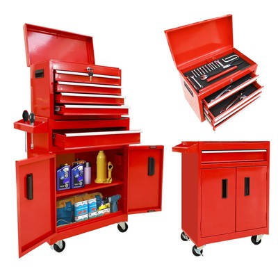 Torin 5-Drawers Rolling Tool Chest: Metal Tool Box Liner, Adjustable,Locking