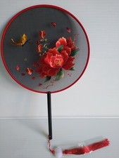 Double Sided Embroidery Hand Held Fan Chinese Han Ancient Round Fan Good Quality