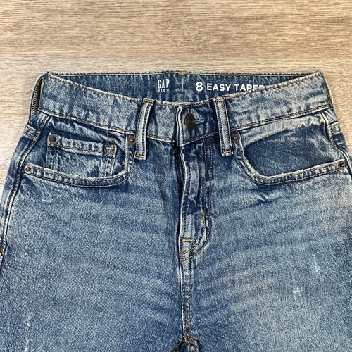 Gap Jeans Boys Size 8 Easy Taper Light Destroy Denim Pants Youth Kids Blue - Picture 8 of 16