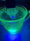 Uranium Glass Sugar Bowl Georgian Lovebirds — photo 10