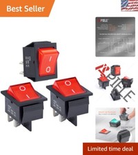 Compact DPST Rocker Toggle Switch 3Pcs - 20A/16A with Red LED Light for Boats