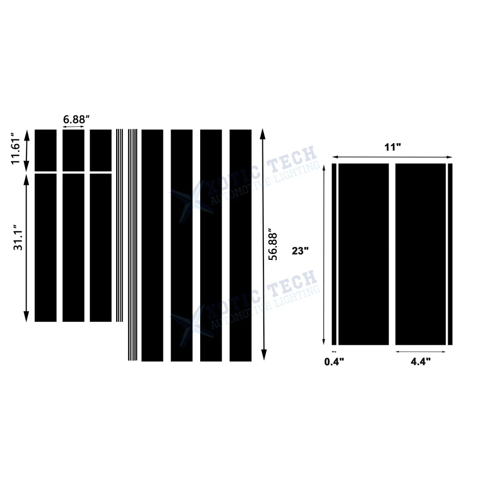 Calcomanías adhesivas para maletero techo capó barras marca hachís guardabarros para Ford Mustang 2015-2023 Foto 3 de 4