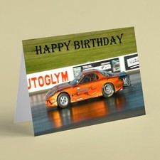 Mazda dragster racing car birthday card for husband dad brother son friend