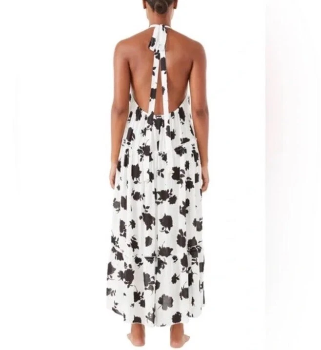 Maxi abito KATE SPADE nuovo con etichette ($178) collo alto *bicolore floreale XL