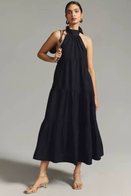 Anthropologie Maeve Tiered Halter Midi Dress Size 16 | eBay