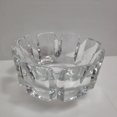 Vintage Orrefors Corona Lars Hellsten klar Bleikristall Glas Schale/Vase groß
