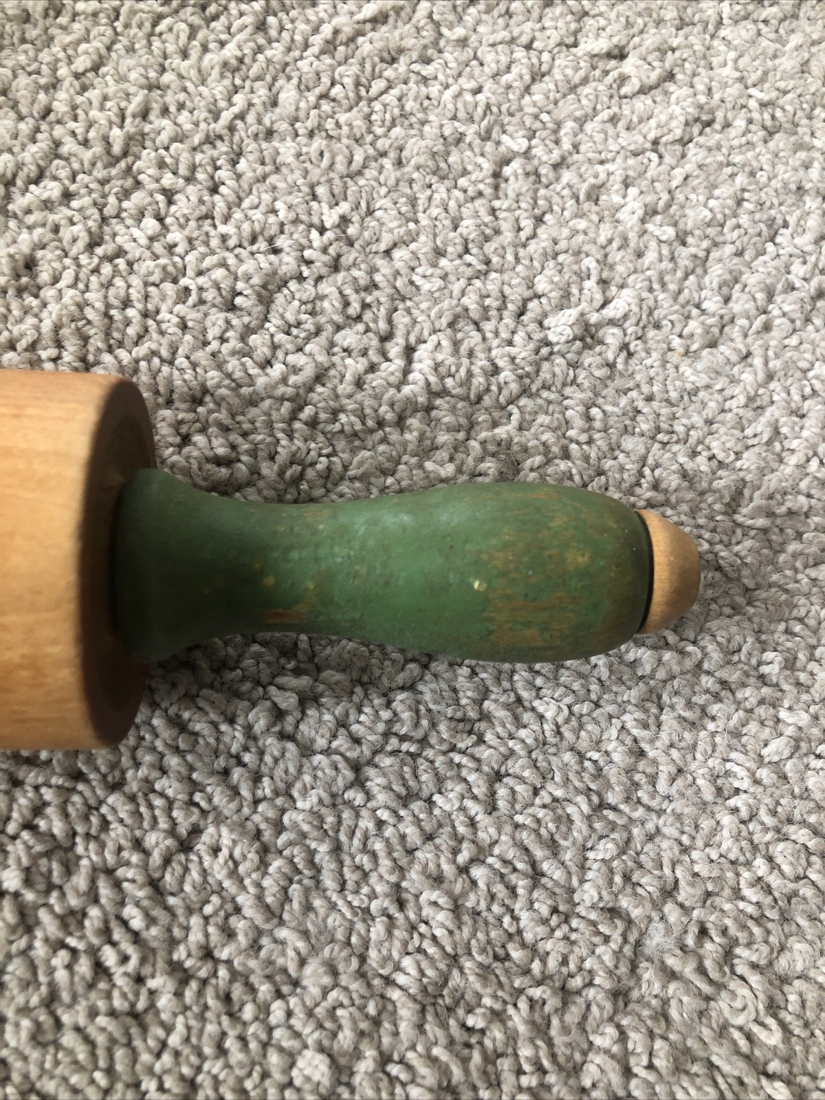 Vintage Munising Rolling Pin Dough Roller Green Handles Farmhouse