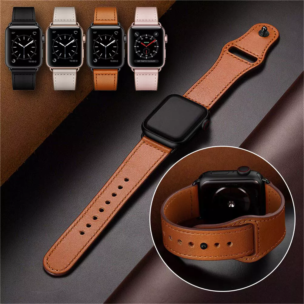 Pin Buckle Leather Band Strap for Apple Watch 9 8 7 6 5 SE Ultra 2