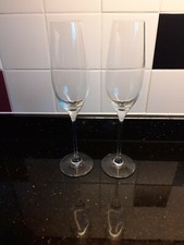 Dartington Glass/Crystal Tall Champange Flutes etched on base x 2