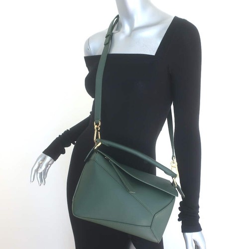 Loewe Small Puzzle Edge Bag Forest Green Leather Crossbody