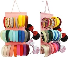 Hanging Headband Holder for Girls, Felt Headband Organizer Storage Holder - Pink