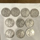 Liberty Walking Silver Half Dollars Lot of 10 Circulated 1936-1944