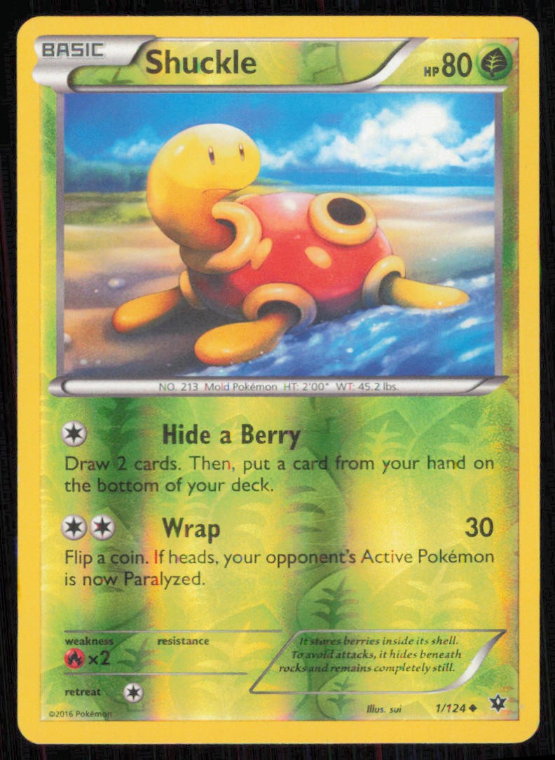 Shuckle 1/124 Uncommon Fates Collide Pokemon Reverse Holo Lightly Played