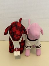 Victoria Secret Pink Dogs Lot Of 2 Red Plaid/pink With Jersey