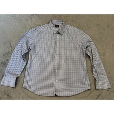 UNTUCKit Shirt Mens XL Slim Fit Blue White Check Wrinkle Free Cotton Long Sleeve