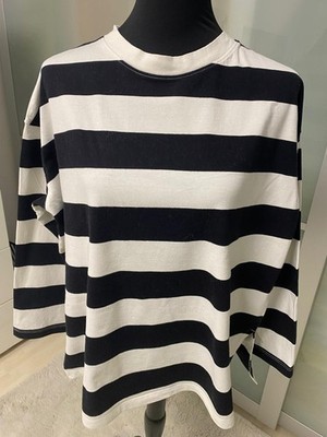 H&M Damen Bluse Größe M(170/96A) Oversize ,Farbe:Schwarz/Weiss gestreift,Cotton