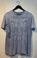 VTG Affliction Shirt Mens L Gray Eagle Graphic Cyber Y2K Grunge Made In USA