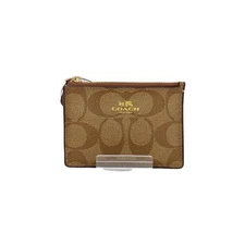 Coach coin case PVC pattern allover signature brown