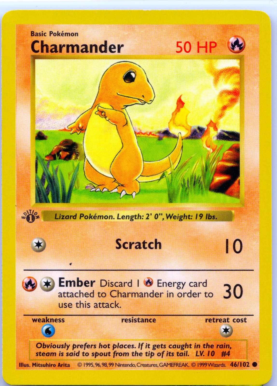 Charmander 046/102 | 1999 1st Edition Base Set Shadowless | Near Mint