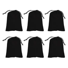 6Pcs Velvet Drawstring Bags, 10x8 Inch Soft Gift Bags Jewelry Pouches, Black
