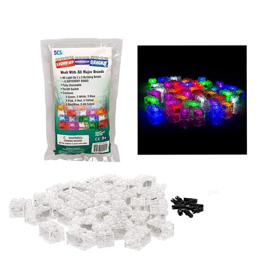 Light Up Building Blocks Bricks with On/Off Switch and Dim Ability- 40pc Mult...