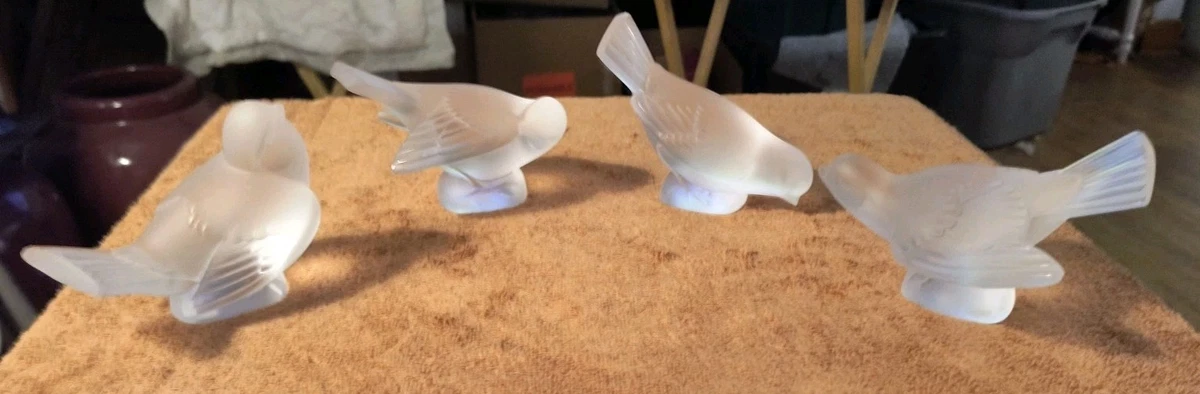 美品 本物 ラリック LALIQUE クリスタルベル ペア 小鳥 フロストガラス