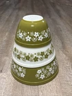 3 Vtg Pyrex Spring Blossom Crazy Daisy Nesting Mixing Bowls Set 401 402 403