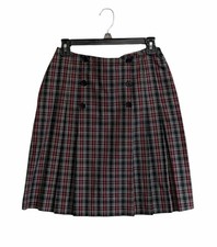 Vtg Skirt Tartan Plaid Pleated Size 10 Double Breasted Button Academia Grunge
