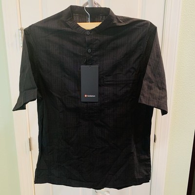 Lululemon Down To The Wire Henley *Grid BLK Size Medium NWT Short Sleeve Shirt