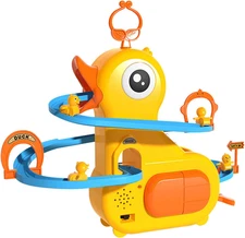 Little Ducks Stair Climbing Playset, Slide Toy, Track Race Sliding Game with Lig
