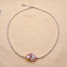 Cultured Purple Baroque Pearl Gold Plated Chain Choker Necklace Simple Jewelry