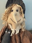 Large Halloween 31 In. Rag Doll Cloth Witch W Broom Shelf Sitter Folk Art Decor — photo 3