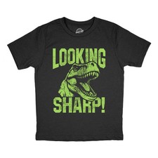 Youth Funny T Shirts Looking Sharp Sarcastic T Rex Graphic Novelty Tee For Kids