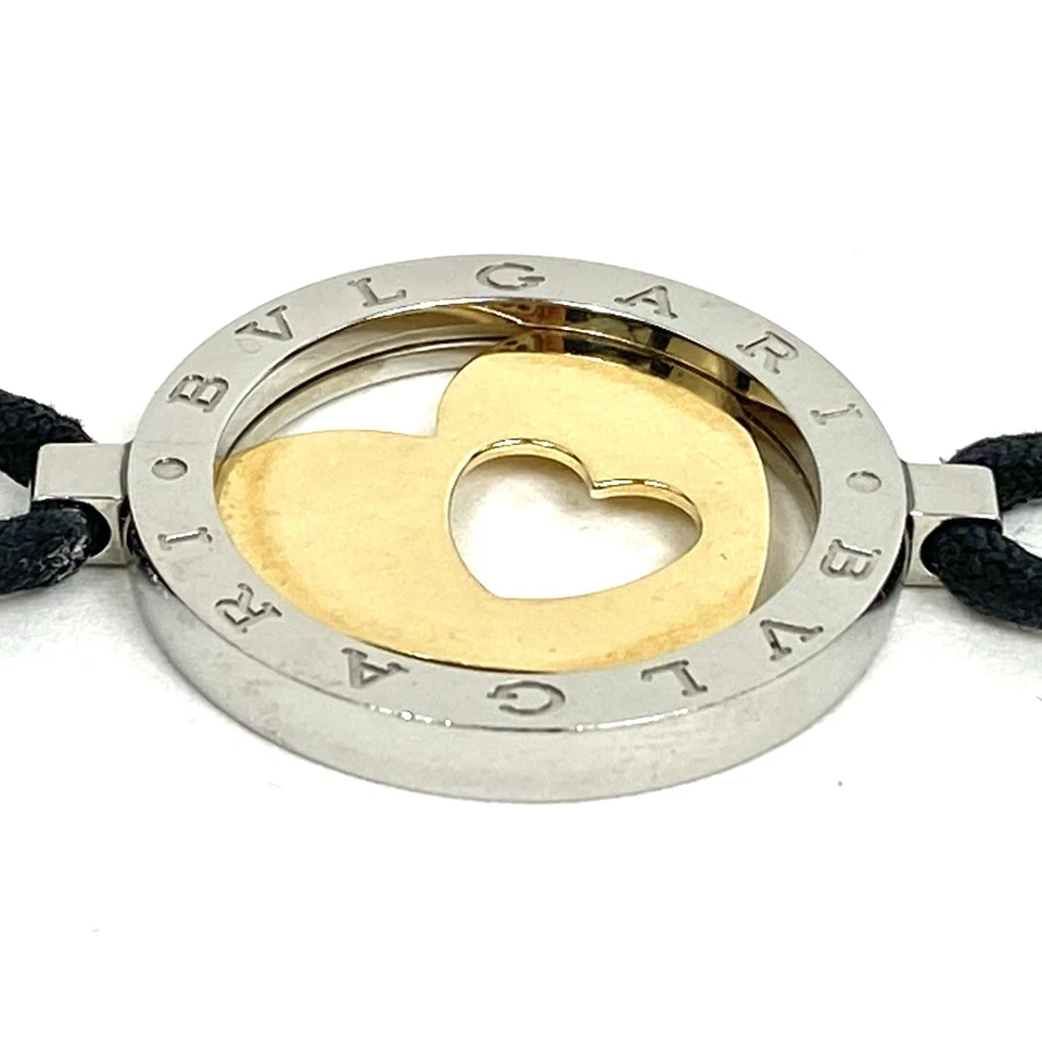 Bvlgari Bulgari Tondo Bracelet 18K Yellow Gold & Steel Heart Multi Cord - Image 4 of 4