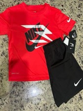 Nike Boys Dri Fit Short Set Size 7 Red Black